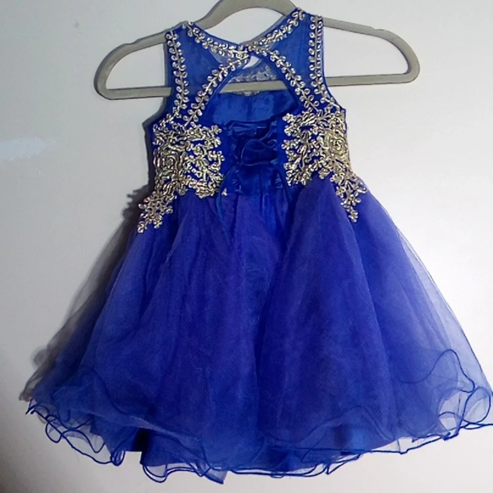 TIP  Top Royal Blue Floral Appliqué Tulle Dress Size 4 Girl (4-5) Years